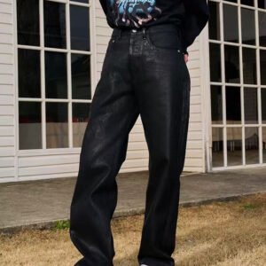 AFGK Casual Loose Wax Denims Pants